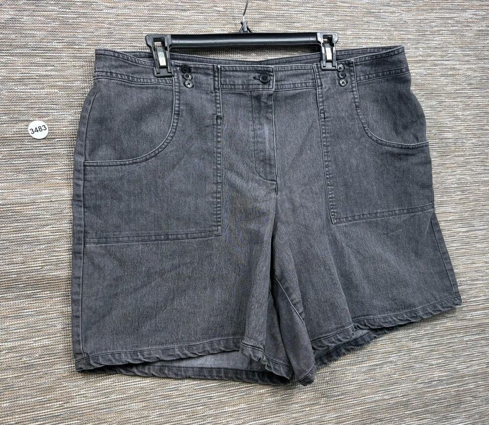 Sandro Shorts Womens Size 16W Plus Gray Denim Utility Pull On Stretch Casual